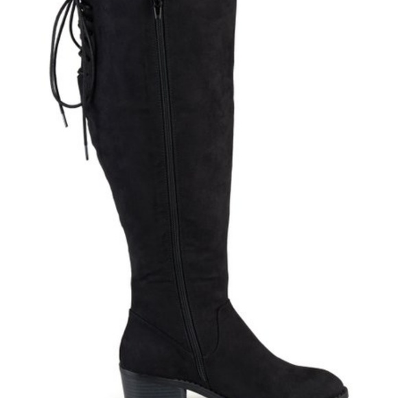 Journee Collection Black Roz Wide-Calf Boot 8 - Picture 1 of 8